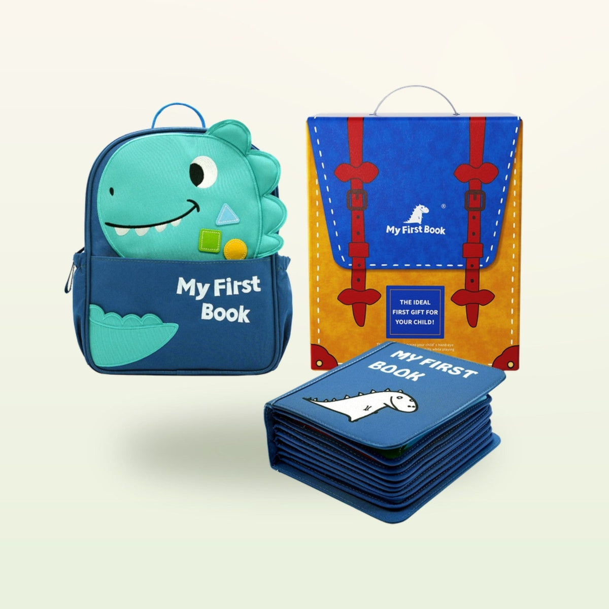 Set My First Book Mi día a día (azul) con quiet book y mochila