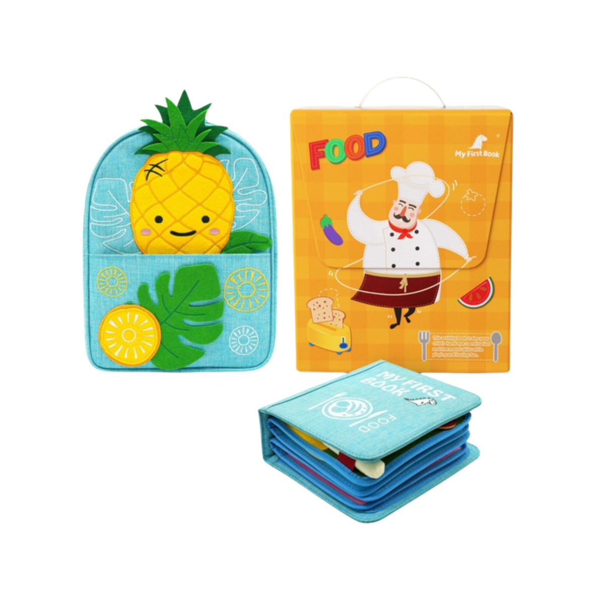 Envoltorio de regalo Pequeños gourmets (azul claro)
