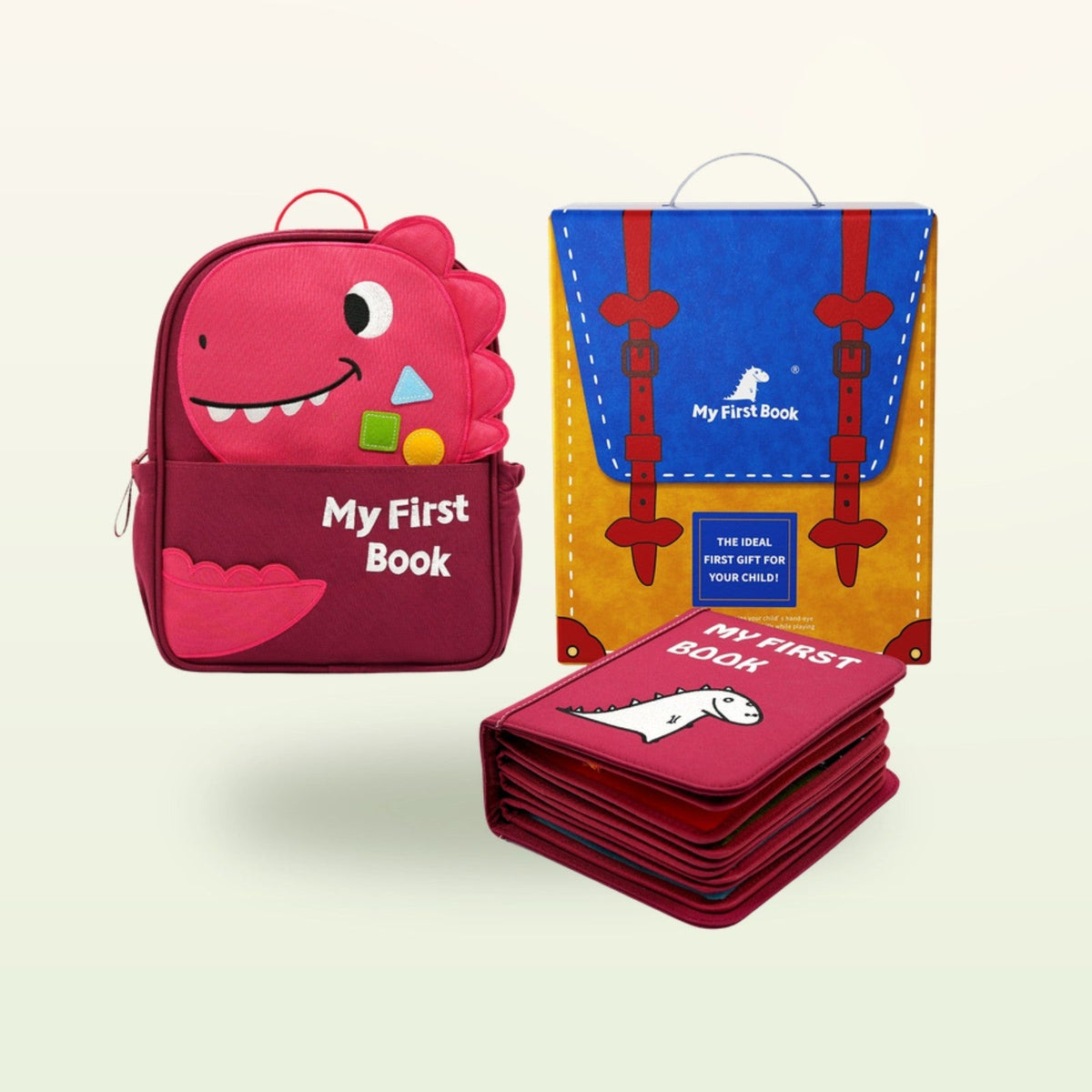 Set My First Book Mi día a día (rojo) con quiet book y mochila