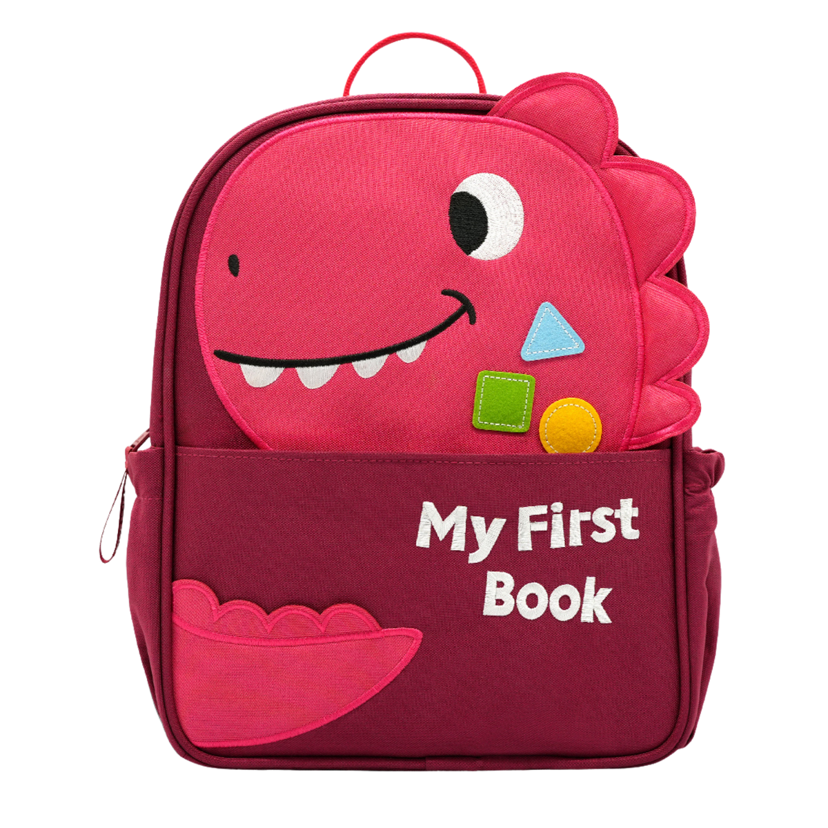 Mochila infantil con diseño Mi día a día (rojo) de My First Book – accesorio a juego para el quiet book